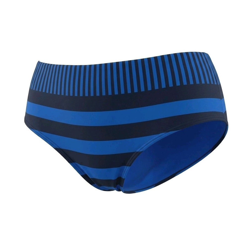 Athleta Womens Blue Striped Swim Boy Shorts Bikini Bottoms Large Sporty Beach